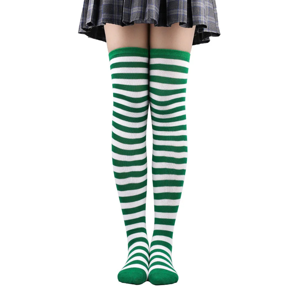Women's Striped Over Knee Socks – Long Pinstripe Stockings