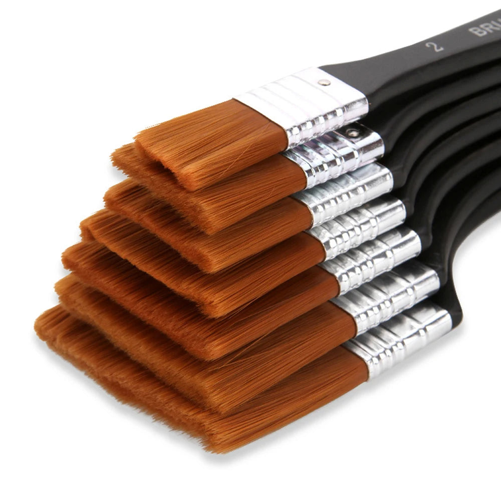 Paint Brush Set 7 Sizes Nylon Art Brushes for Acrylic Watercolor Oil