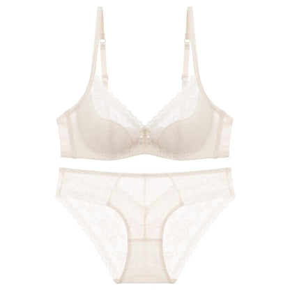 Women’s Lace Lingerie Set – Embroidered Bra & Briefs