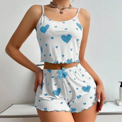 Women’s Pajama Set – 2 Piece Tank Top & Shorts Sleepwear