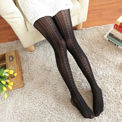 Women’s Lace Tights – White Patterned Fashion Hosiery