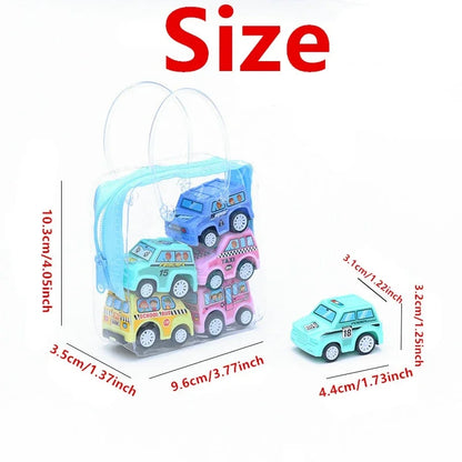 Mini Pull Back Cars Set – 6 Piece Diecast Toy Vehicles