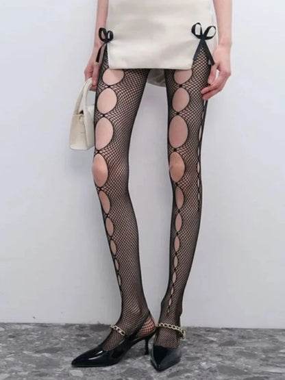 Floral Fishnet Tights for Women – Ripped Pattern Pantyhose
