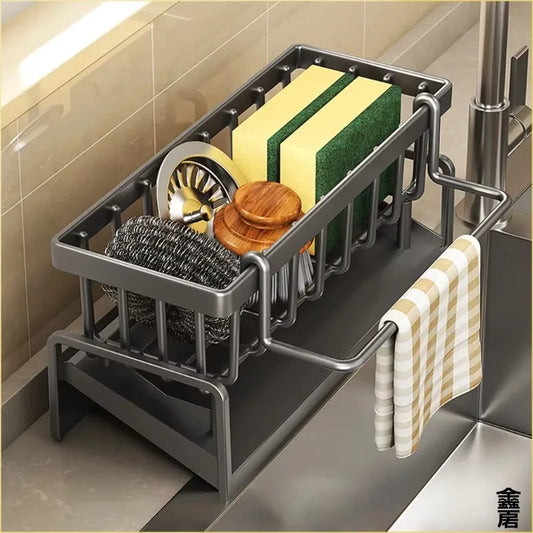 Sink Organizer with Drainage Rack Compact Kitchen Storage Shelf
