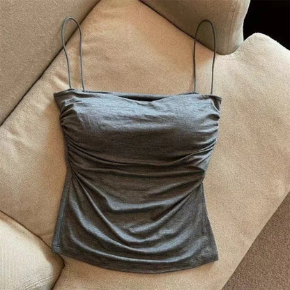 Women’s Sleeveless Tank Top – Stretch Solid Color Crop Top