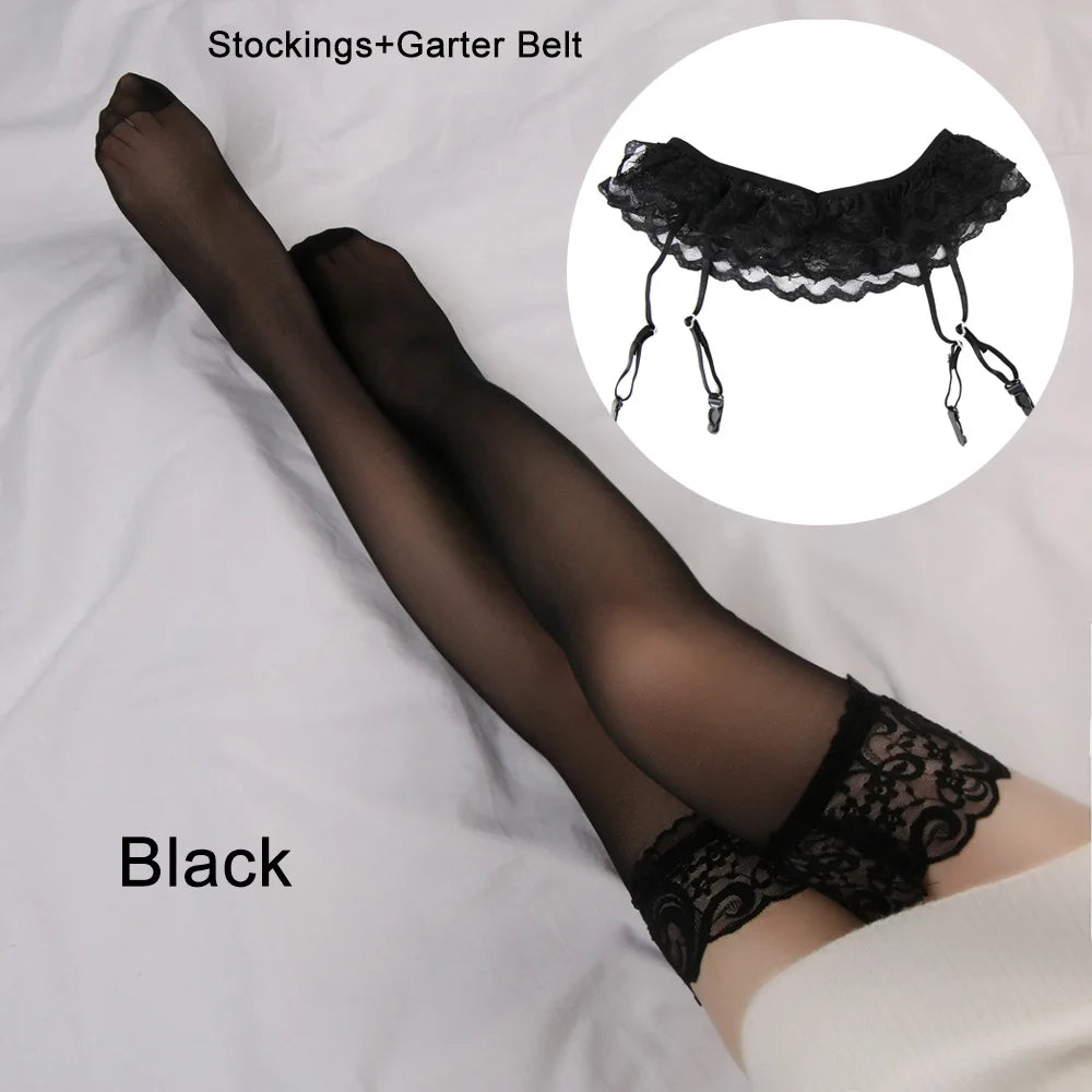 Women's Thigh High Stockings – Lace Top 70cm Long Hosiery
