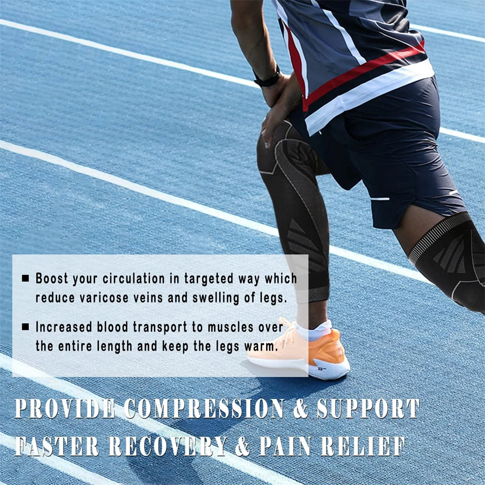 Full Leg Compression Sleeve with Knee Support for Sports & Training