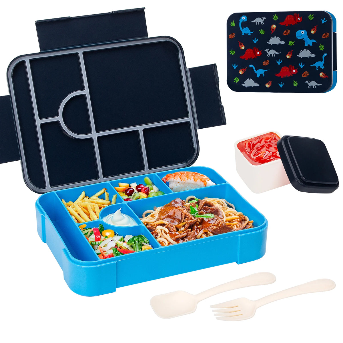 Kids Lunch Box, Divided Bento Box, Leakproof Microwave Food Container