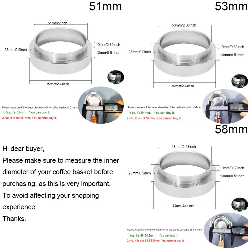 Aluminum Espresso Dosing Ring for 51/53/54/58mm Portafilters
