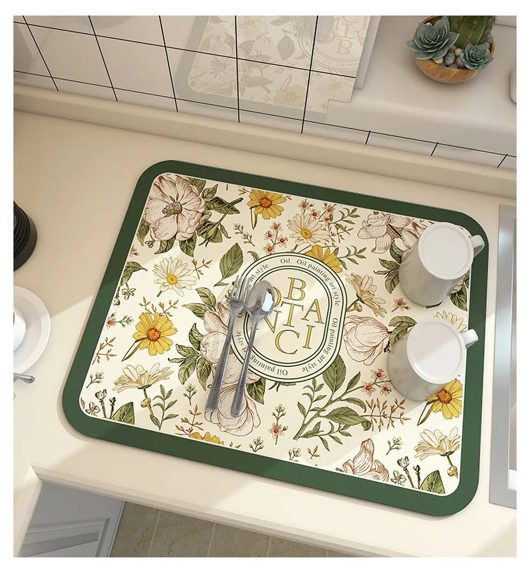 Kitchen Drying Mat Absorbent Dish & Coffee Counter Mat