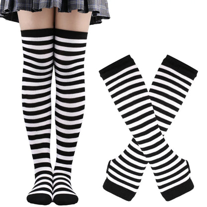 Over Knee Socks – Women’s Striped Thigh High Cotton Blend Socks