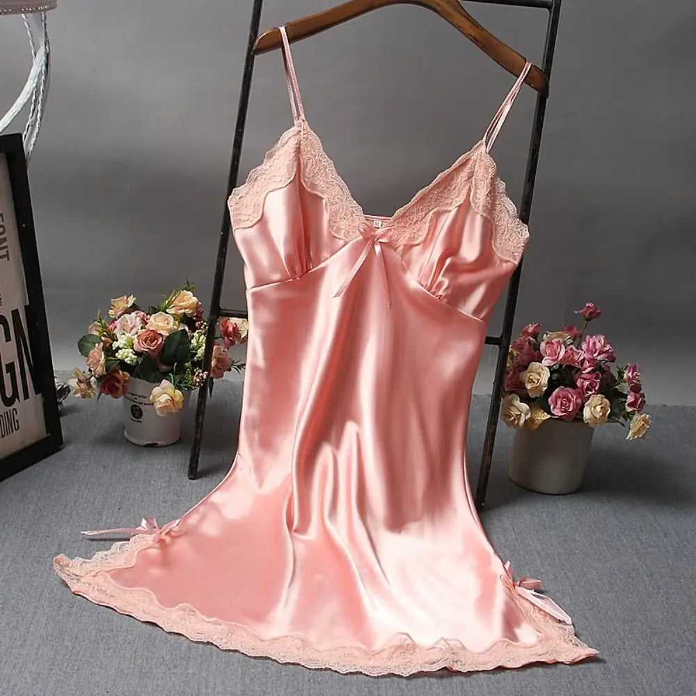 Women’s Nightgown – Lace V-Neck Camisole Sleepwear