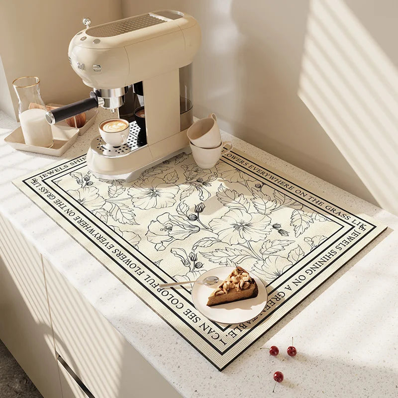 Kitchen Drying Mat Absorbent Dish & Coffee Counter Mat