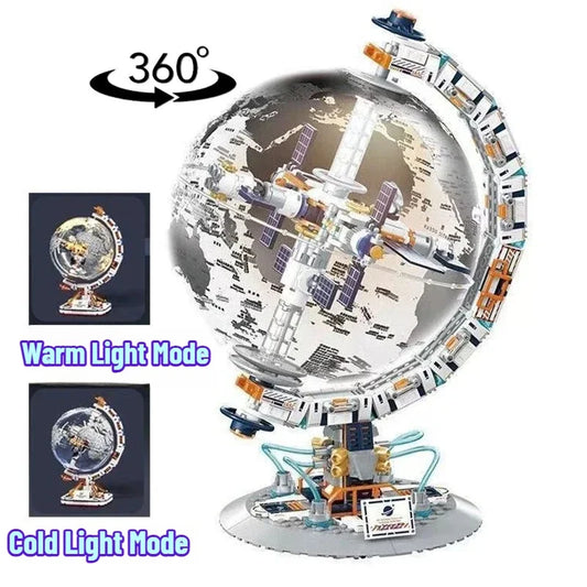 Space Station Building Blocks Set with Transparent Globe