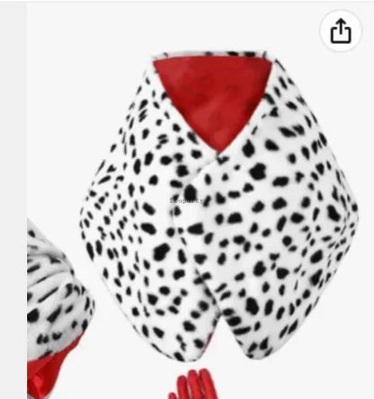 3 Pcs Women Halloween Deville Coat Costume Dalmatian Shawl Scarf Cosplay Accessories Halloween Costume 1920s 1950s Costume Set