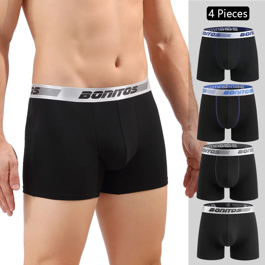 Men’s Cotton Boxer Shorts – Soft 4-Piece Underwear Set