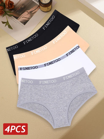 Women’s Cotton Panties – Low Rise Briefs with Embroidered Waist