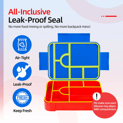 Kids Lunch Box, Divided Bento Box, Leakproof Microwave Food Container