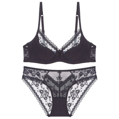 Women’s Lace Lingerie Set – Embroidered Bra & Briefs