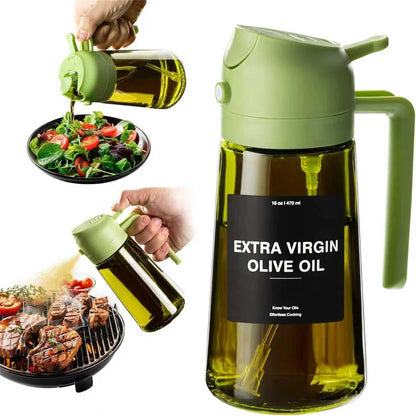 Oil Sprayer 470ml 2-in-1 Glass Olive Oil Dispenser Bottle