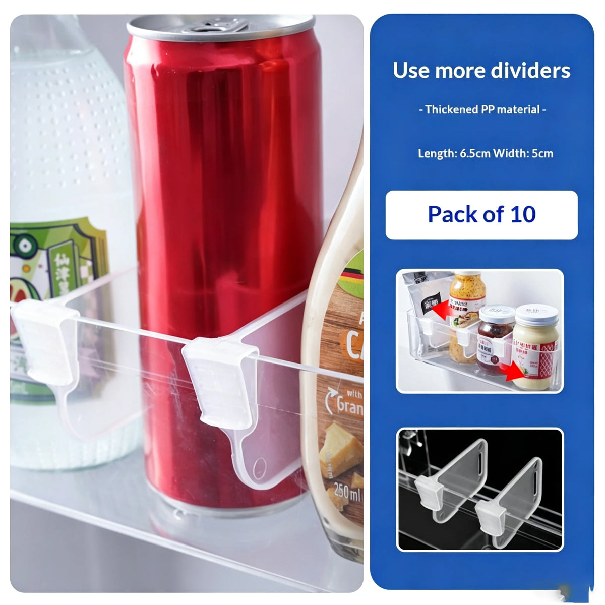 Refrigerator Shelf Divider Clips – Adjustable Fridge Organizer