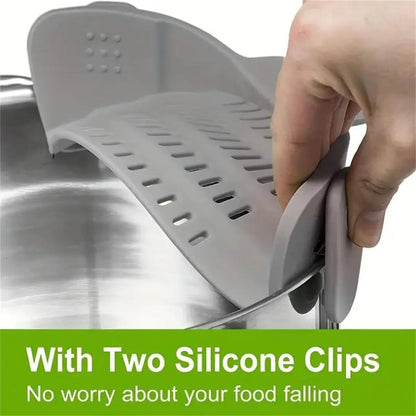 Clip On Pot Strainer Adjustable Stainless Steel Kitchen Tool