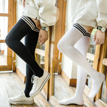 Over the Knee Socks – Striped Thigh High Style