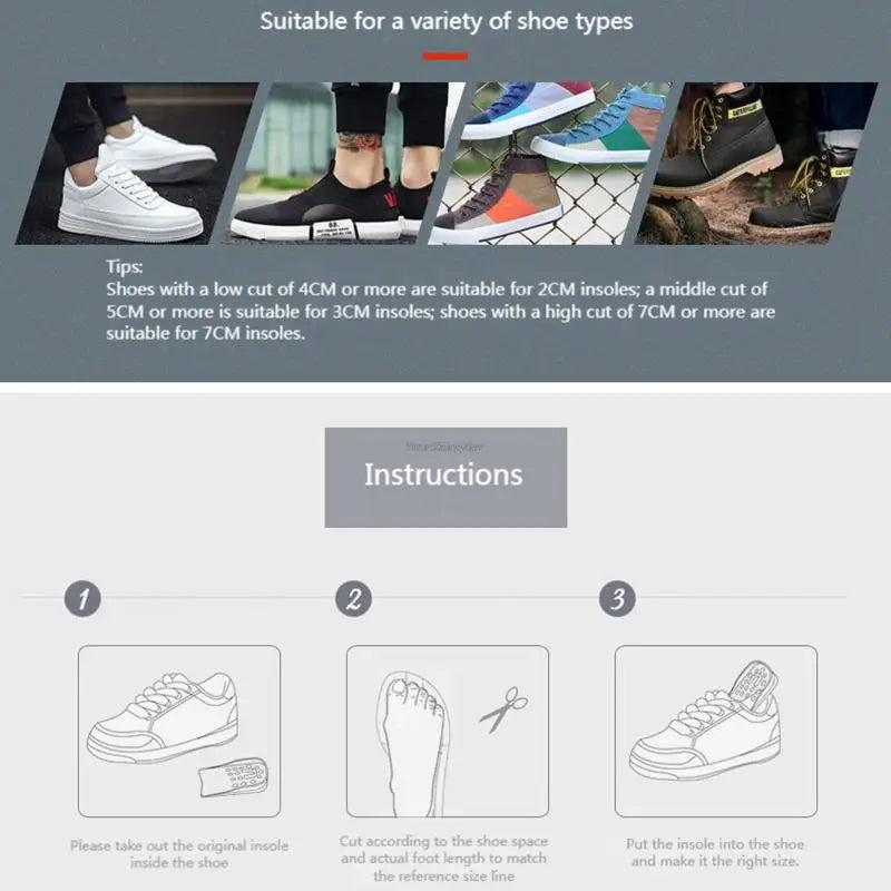 Height Increase Insoles – EVA Shoe Inserts for Added Height