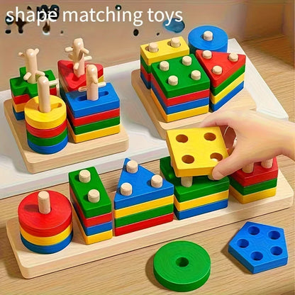 Montessori Wooden Puzzle – Geometry Learning Toy for Kids