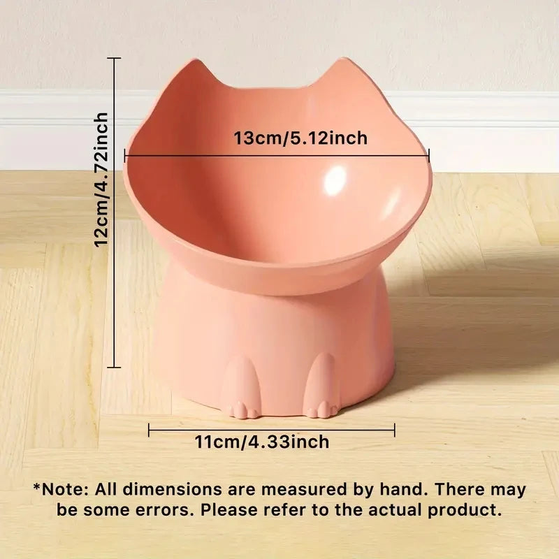 Elevated Cat Bowl Raised Plastic Feeding Dish with Tilted Edge
