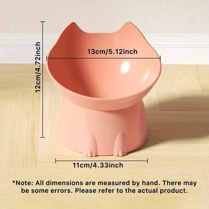 Elevated Cat Bowl Raised Plastic Feeding Dish with Tilted Edge
