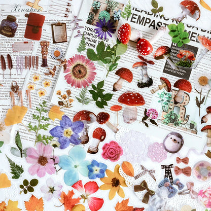 Floral Sticker Set 40pcs Ginkgo Leaf PET Stickers for Journals & Crafts