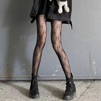 Gothic Spider Web Tights – Retro Mesh Hosiery