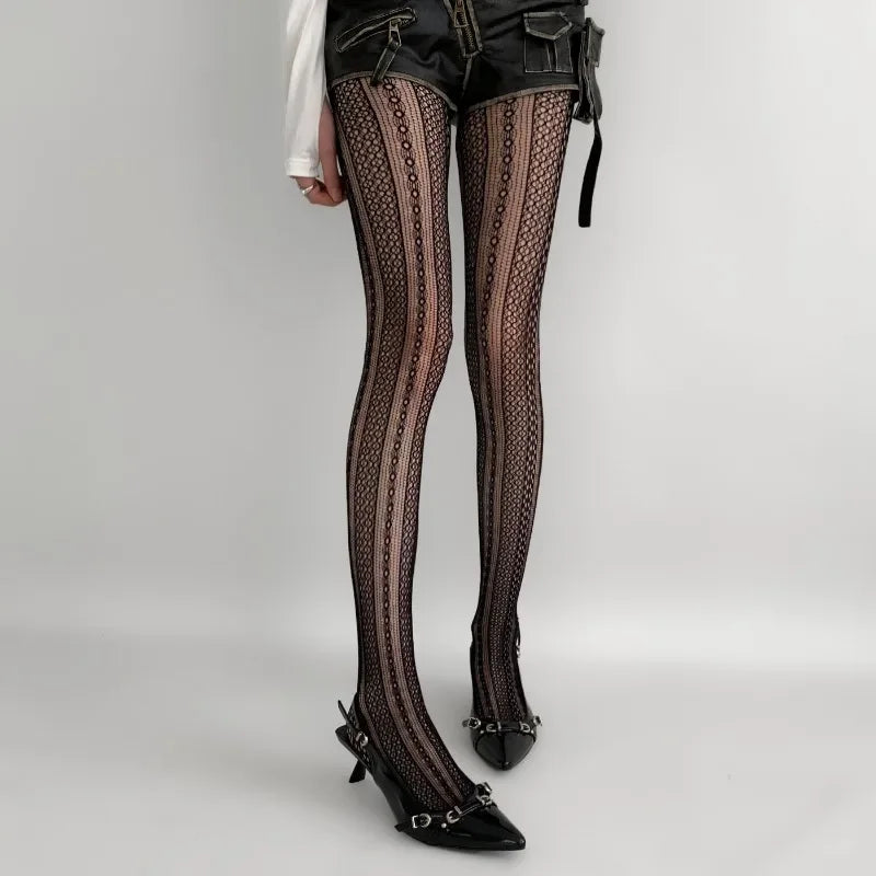 Floral Fishnet Tights for Women – Ripped Pattern Pantyhose