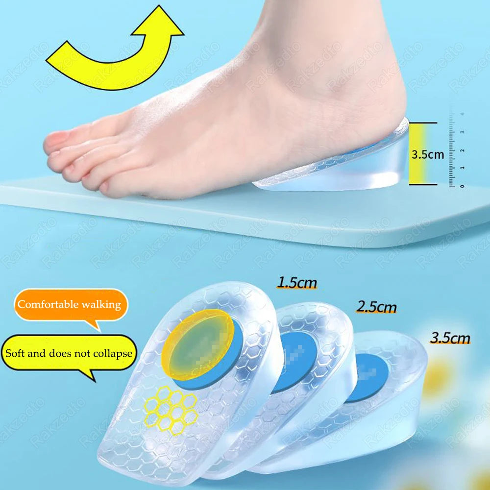 Silicone Height Increase Insoles – Invisible Gel Heel Lift Inserts