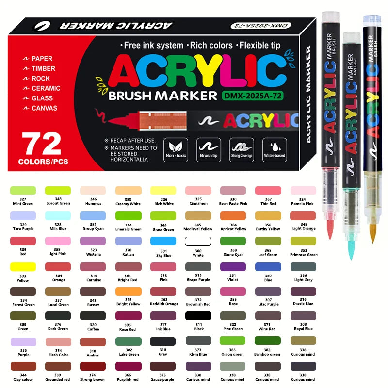 Acrylic Paint Markers – Brush Tip Pens for Wood, Rock & Canvas