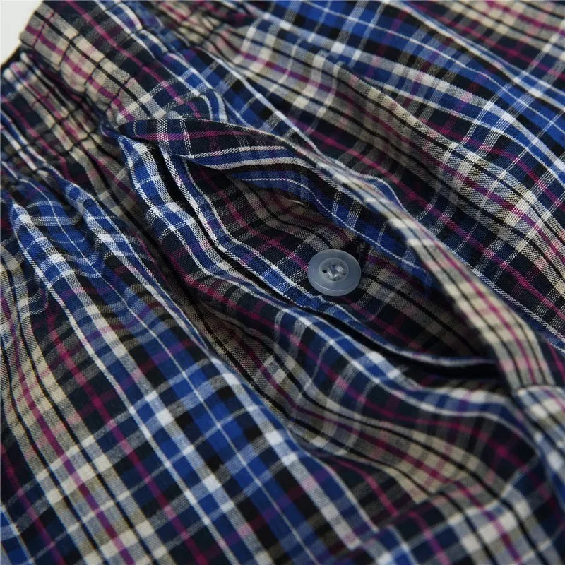 Men’s Cotton Boxer Shorts 4 Pack – Classic Plaid Loose Fit