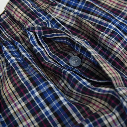 Men’s Cotton Boxer Shorts 4 Pack – Classic Plaid Loose Fit