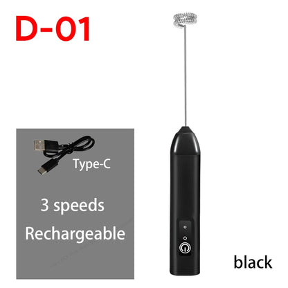 Mini Milk Frother – USB Rechargeable 3-Speed Coffee Whisk