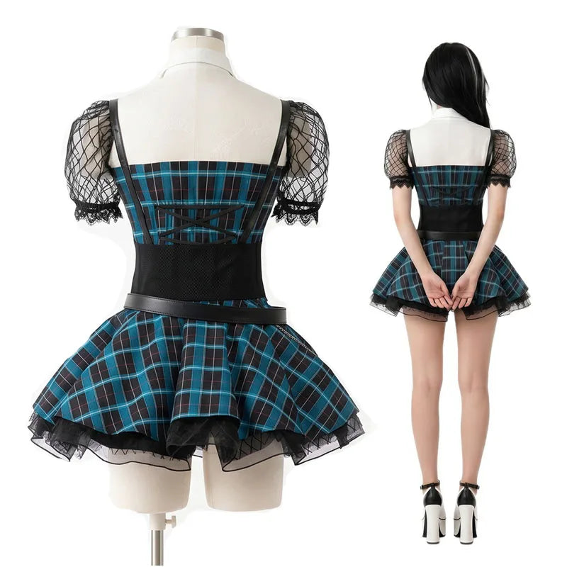 Frankie Stein Cosplay Costume Women Gothic School Uniform Anime Role Play Outfit Halloween Party Comic Con Carnival Dress