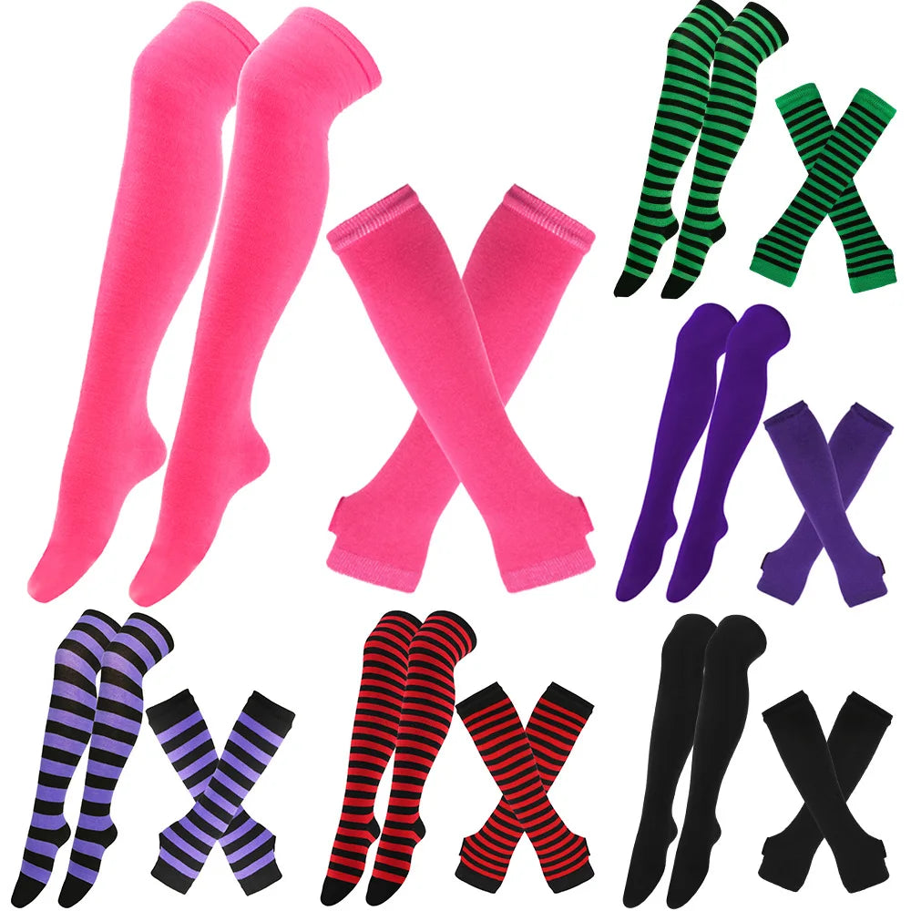 Over Knee Socks – Women’s Striped Thigh High Cotton Blend Socks