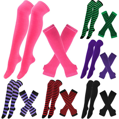 Over Knee Socks – Women’s Striped Thigh High Cotton Blend Socks