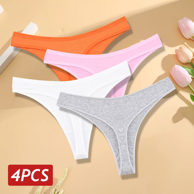 Women’s Cotton Thongs – Seamless Low Rise Underwear