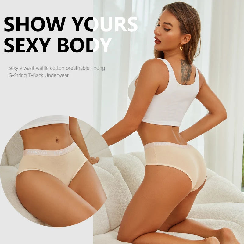 Women’s Cotton Panties – Low Rise Briefs with Embroidered Waist