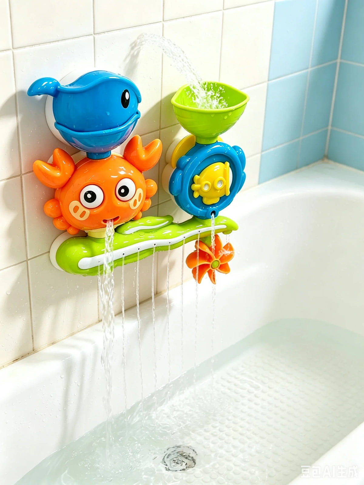 Bath Water Spinner Toy – Suction Cup Water Flow Play Set