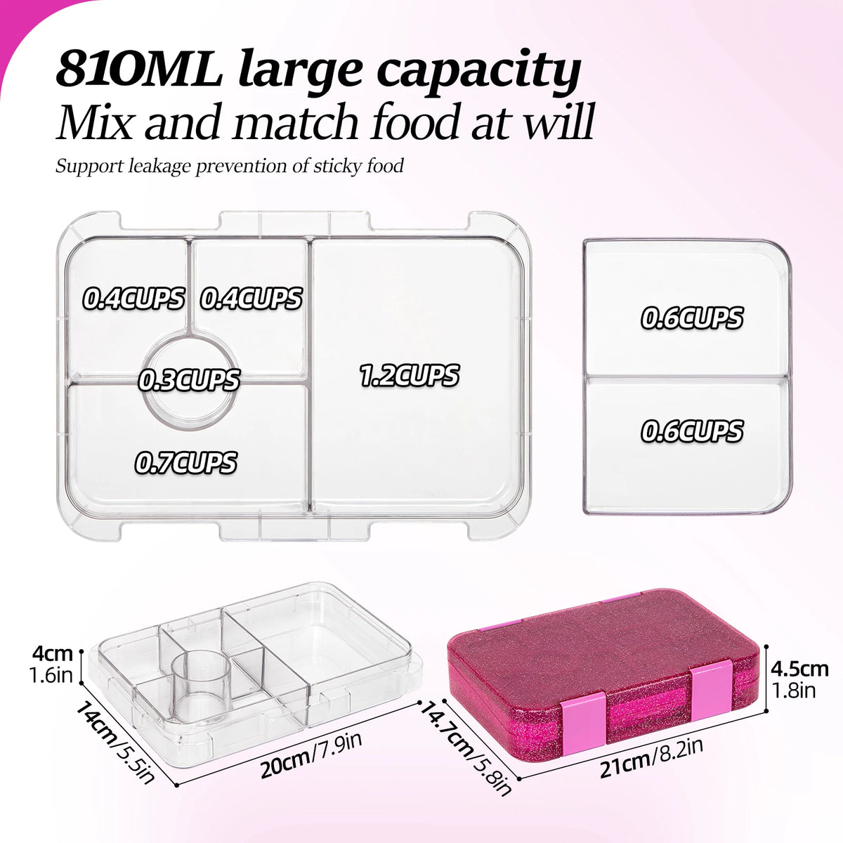 Portable Lunch Box, Leakproof Bento Box for School & Office