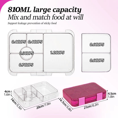 Portable Lunch Box, Leakproof Bento Box for School & Office