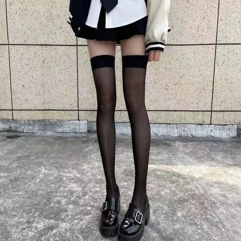 Thigh High Stockings – Red Edge Lace Fashion Hosiery