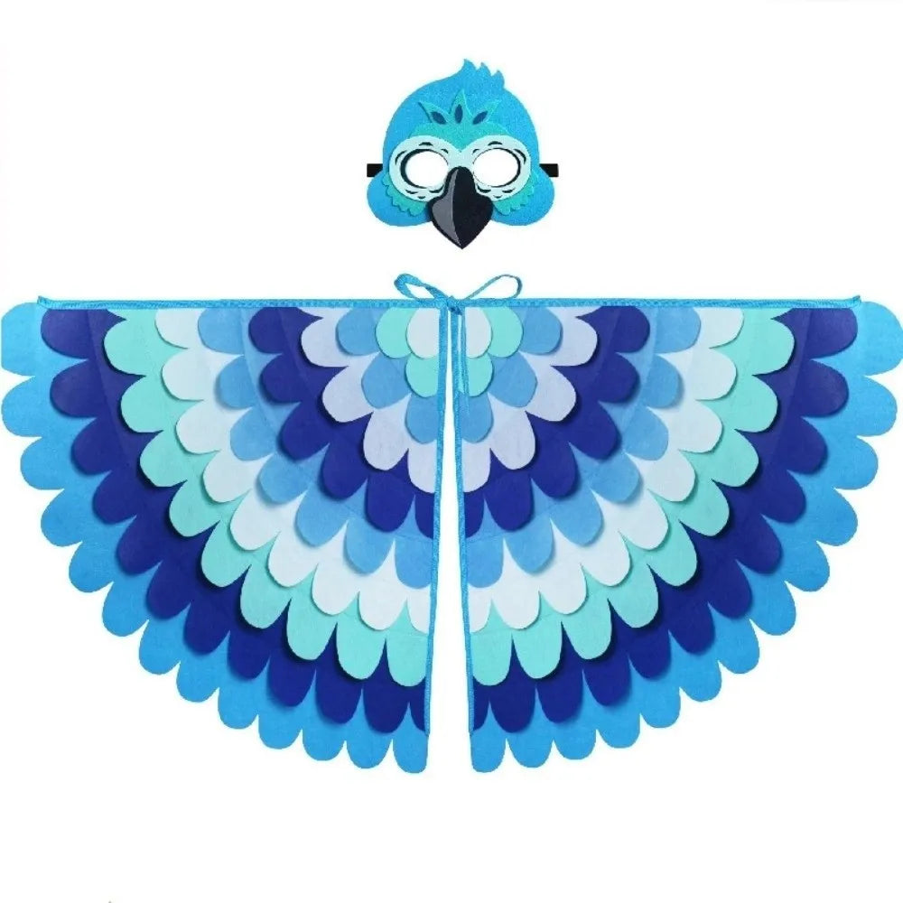 Cute Felt Cloth Halloween Cloak with Mask Bird Wings Owl Halloween Children Costume Robe Cosplay Cape Mask Set Costume Ball