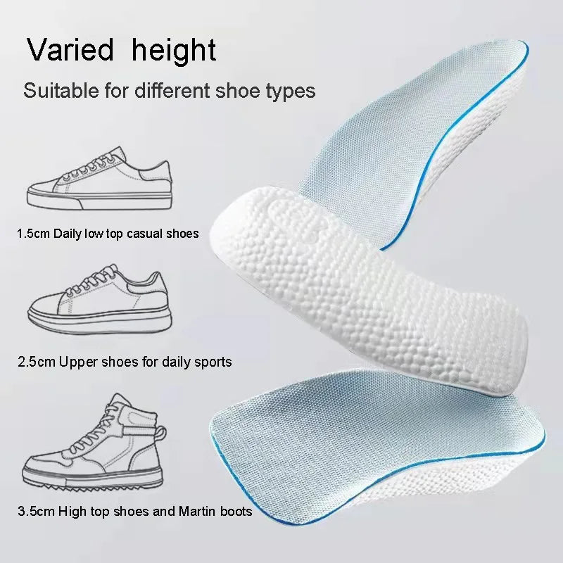 Height Increasing Insoles Memory Foam Arch Support Heel Lift 1.5–3.5cm
